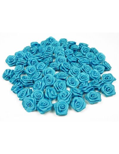 Sachet de 20 petites rose en satin 15 mm TURQUOISE 340