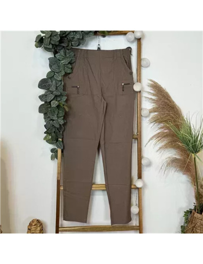 T545- Pantalon confort zips (T38-T52) (taupe)