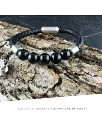 Bracelet Homme Cuir Simple Onyx