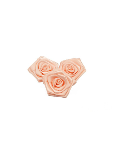 Sachet de 3 roses satin de 6 cm de diametre abricot 714