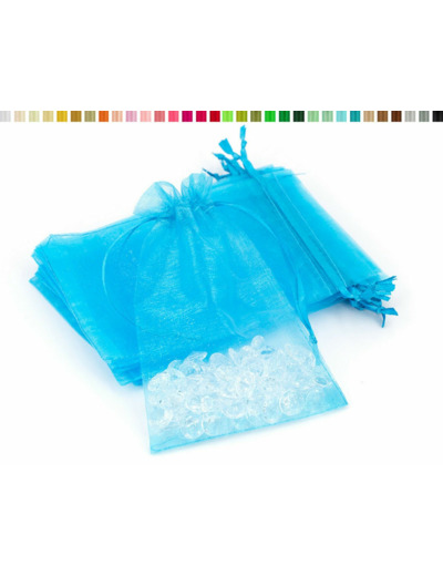 Lot de10 sacs en organza a nouer 7x9 cm pour bijoux turquoise