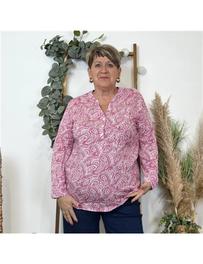 K818- Blouse «Cachemire » Christy (T44-T52) (framboise)