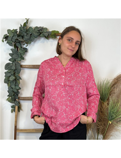 M591- Blouse Melya, imprimé cachemire (T36-T46) (fuchsia)