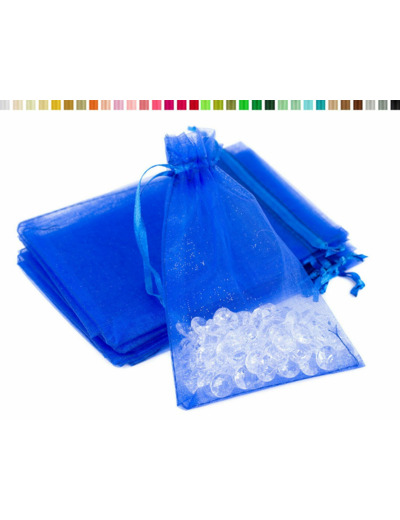 Lot de10 sacs en organza a nouer 7x9 cm pour bijoux bleu roi