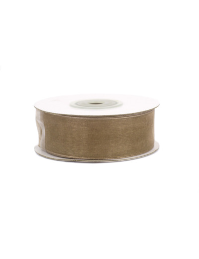 Ruban organza 25 mm de large bobine de 25 metres de long taupe