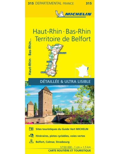 CARTE DEPARTEMENTALE FRANCE - CARTE DEPARTEMENTALE HAUT-RHIN, BAS-RHIN, TERRITOIRE DE BELFORT