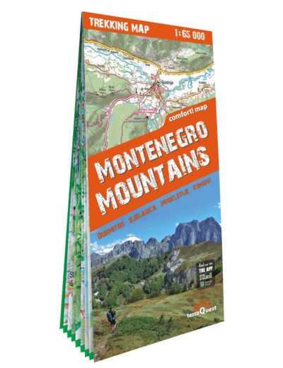 MONTAGNES DU MONTENEGRO. DURMITOR, BJELASICA, PROKLETIJE, KOMOVI 1/65.000 (CARTE GRAND FORMAT LAMINE