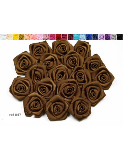 Sachet de 10 roses satin de 3 cm de diametre marron clair 847