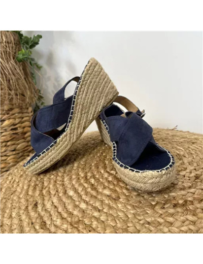 R464- Espadrilles compensées (T35-T41) (marine)