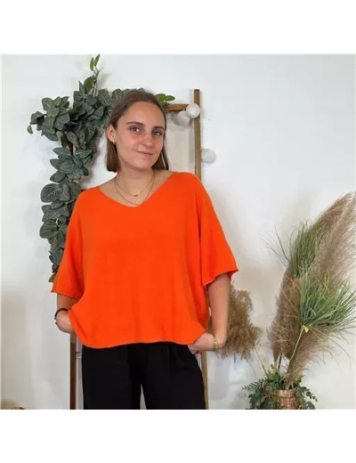 K982- Pull loose Crop-Top (Tu) (orange)