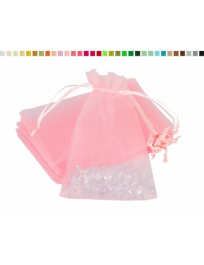 Lot de10 sacs en organza a nouer 7x9 cm pour bijoux rose