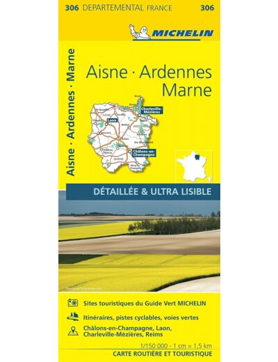 CARTE DEPARTEMENTALE AISNE, ARDENNES, MARNE