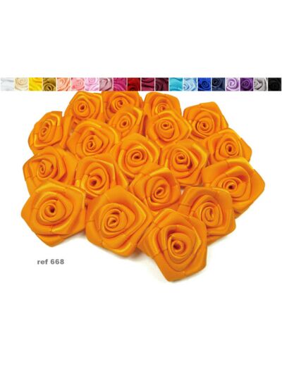 Sachet de 10 roses satin de 3 cm de diametre orange 668