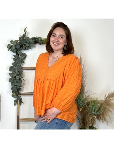 L556- Blouse Gauffrée C'Mélodie 🇮🇹 (orange)