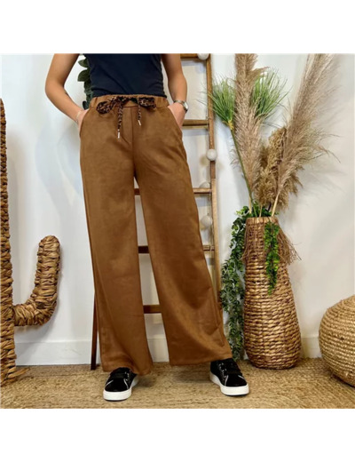 L803-Pantalon Flare suédine (Tu) 🇮🇹 (camel)