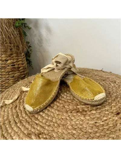 R501- Espadrille à nouer (T35-T41) (moutarde)