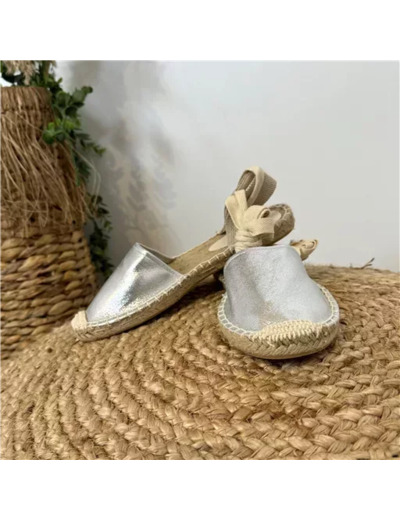 R501- Espadrille à nouer (T35-T41) (argenté)