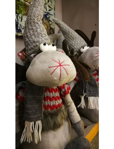Doudou Caribou gris ,décoration de noél