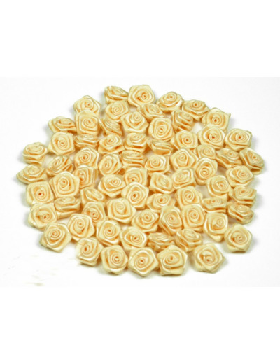 Sachet de 20 petites rose en satin 15 mm BEIGE 824