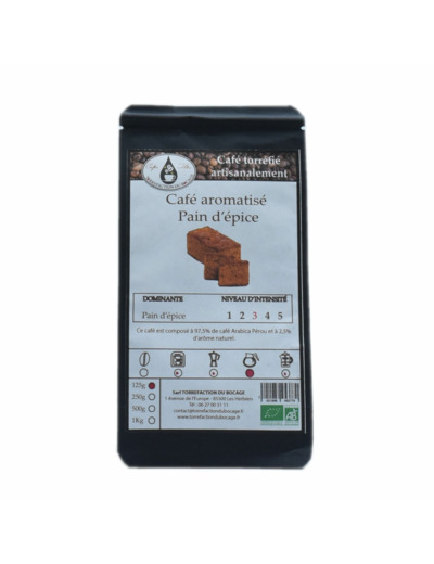 Café aromatisé pain d'épices bio torréfaction artisanale 125g