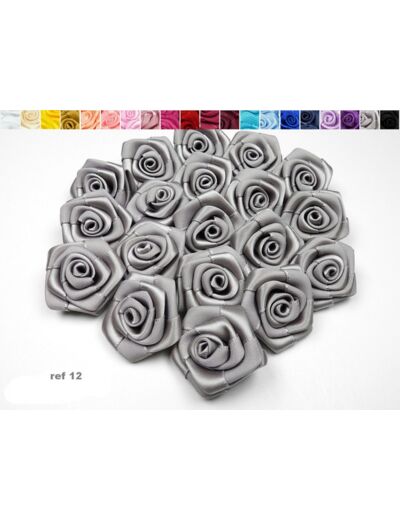 Sachet de 10 roses satin de 3 cm de diametre gris clair 012