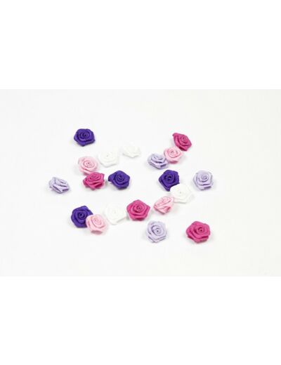 Sachet de 20 petites rose en satin 15 mm mixte rose