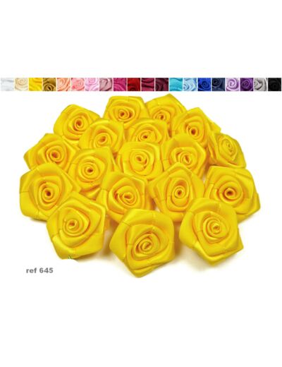 Sachet de 10 roses satin de 3 cm de diametre jaune 645