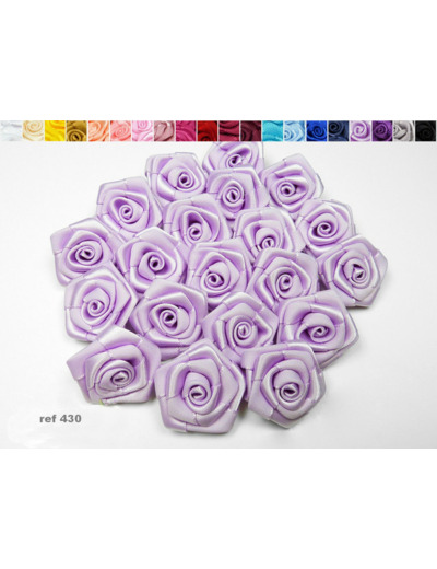 Sachet de 10 roses satin de 3 cm de diametre parme 430