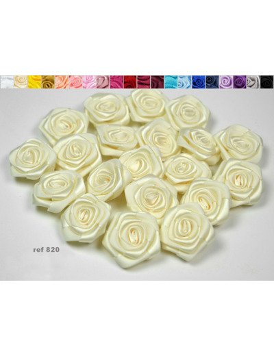 Sachet de 10 roses satin de 3 cm de diametre creme 820