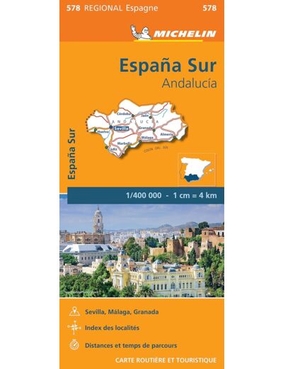 CARTE REGIONALE ESPAGNE SUD : ANDALUCIA