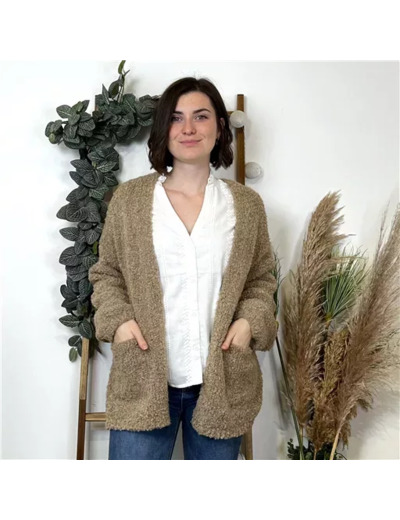 K776- Pull Oversize Maille Bouclette (Tu) (camel)