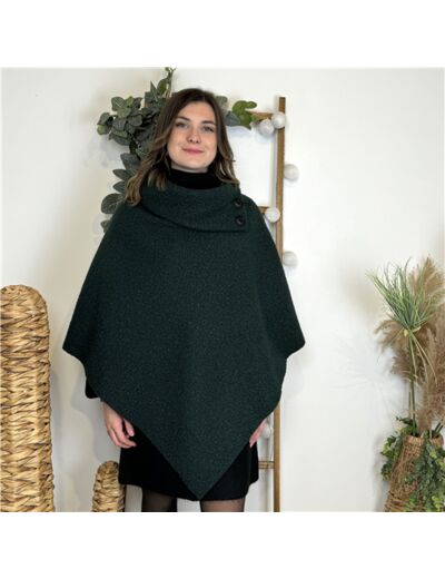 M455- Poncho Bouclette (Tu) (vert sapin)