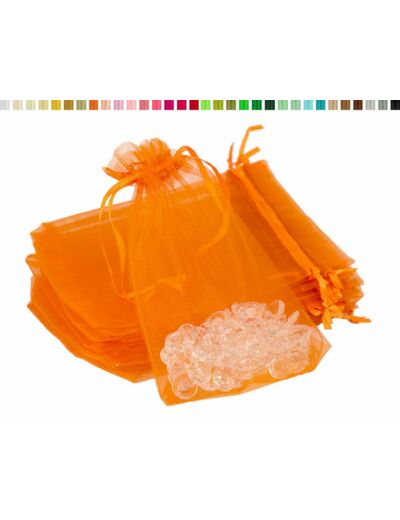 Lot de10 sacs en organza a nouer 7x9 cm pour bijoux orange