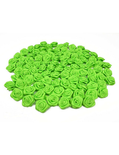 Sachet de 20 petites rose en satin 15 mm VERT FLASH 556