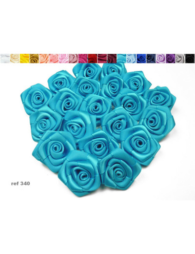 Sachet de 10 roses satin de 3 cm de diametre turquoise 340