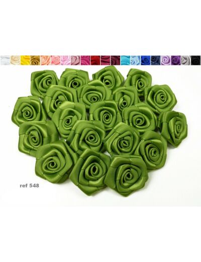 Sachet de 10 roses satin de 3 cm de diametre vert menthe 548