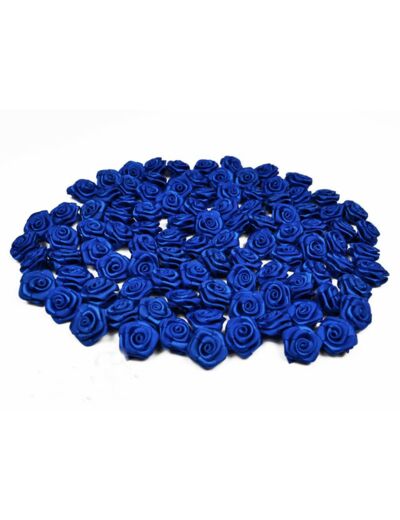 Sachet de 20 petites rose en satin 15 mm BLEU ROI 352