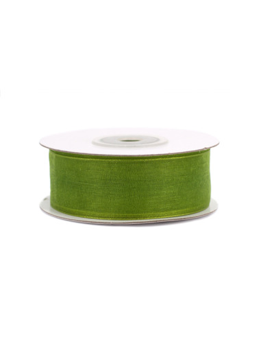 Ruban organza 25 mm de large bobine de 25 metres de long vert olive