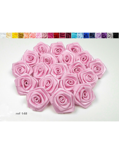 Sachet de 10 roses satin de 3 cm de diametre rose 148