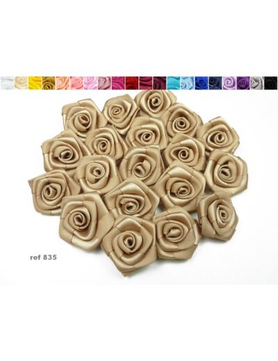 Sachet de 10 roses satin de 3 cm de diametre sand beige 835