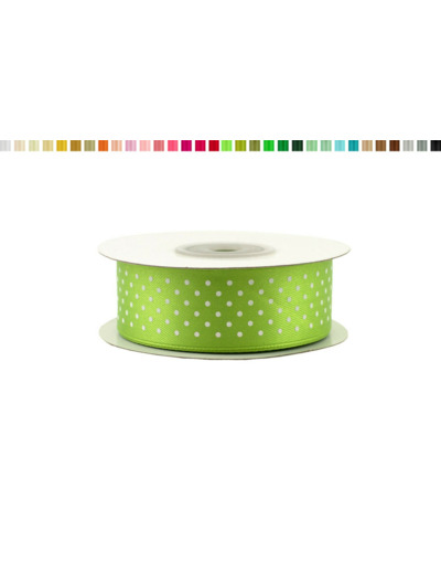 Ruban satin a pois 25mm de large 25m de long Vert