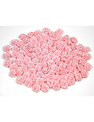 Sachet de 20 petites rose en satin 15 mm ROSE TENDRE 123