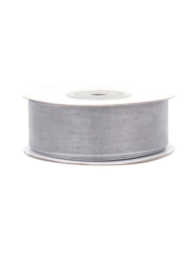 Ruban organza 25 mm de large bobine de 25 metres de long gris