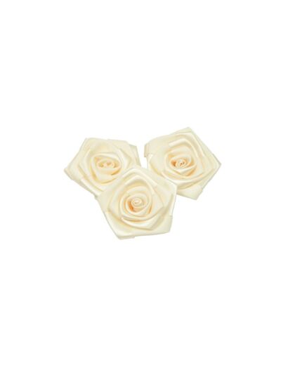 Sachet de 3 roses satin de 6 cm de diametre CREME 820