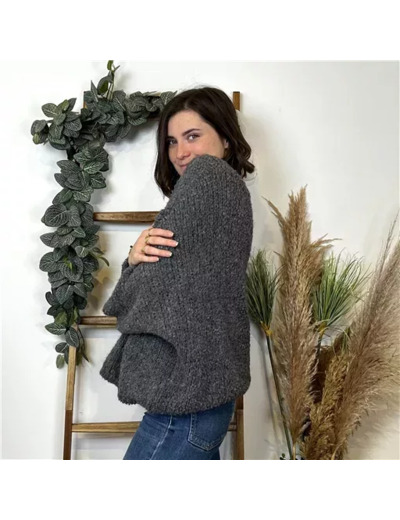 K792- Pull Oversize Maille Bouclette 🇮🇹 (gris)