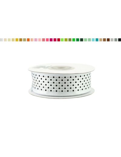 Ruban satin a pois 25mm de large 25m de long blanc