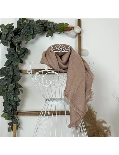 Y510– Foulard uni froissé (taupe)