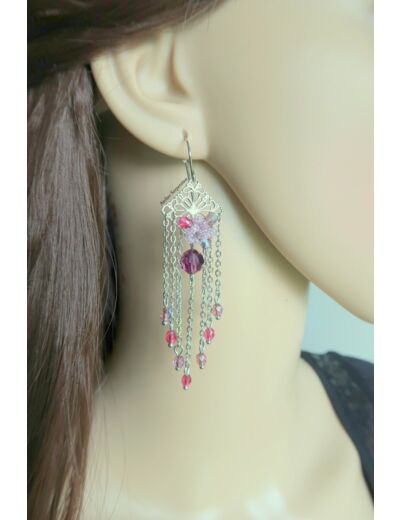 Boucles d'oreilles "SOLIAS" Fushia