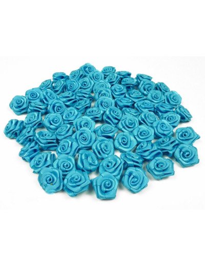 Sachet de 20 petites rose en satin 15 mm TURQUOISE 340