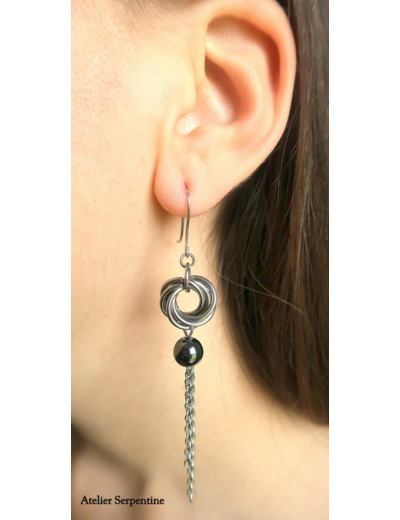 Boucles d'oreilles "OLOV" Hématite